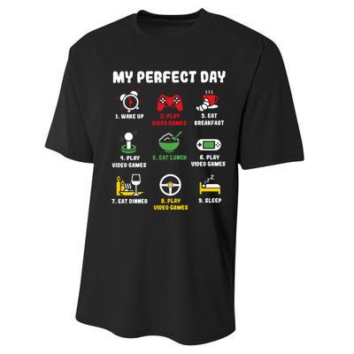 My Perfect Day Gamer Cool Gamer Video Game Performance Sprint T-Shirt