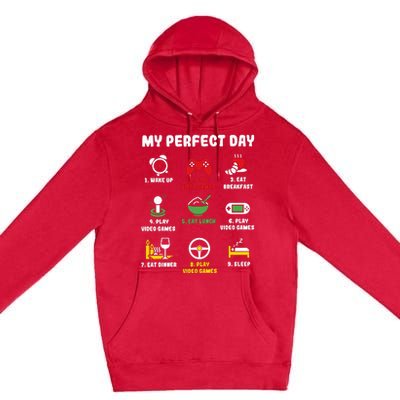 My Perfect Day Gamer Cool Gamer Video Game Premium Pullover Hoodie