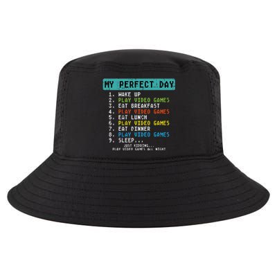 My Perfect Day Play Video Games Funny Gamer Cool Comfort Performance Bucket Hat