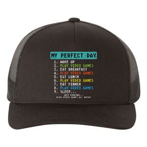 My Perfect Day Play Video Games Funny Gamer Yupoong Adult 5-Panel Trucker Hat