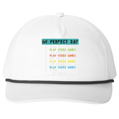 My Perfect Day Play Video Games Funny Gamer Snapback Five-Panel Rope Hat