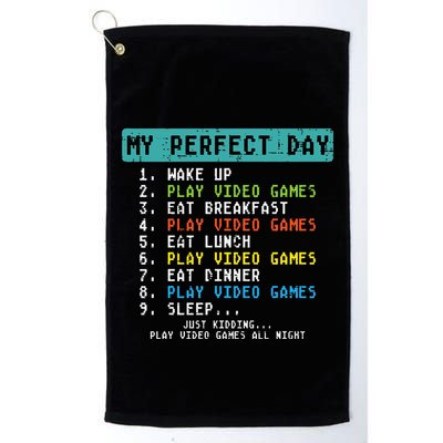 My Perfect Day Play Video Games Funny Gamer Golf Towel