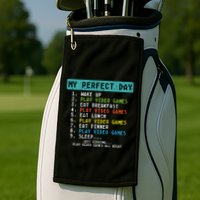 My Perfect Day Play Video Games Funny Gamer Golf Towel