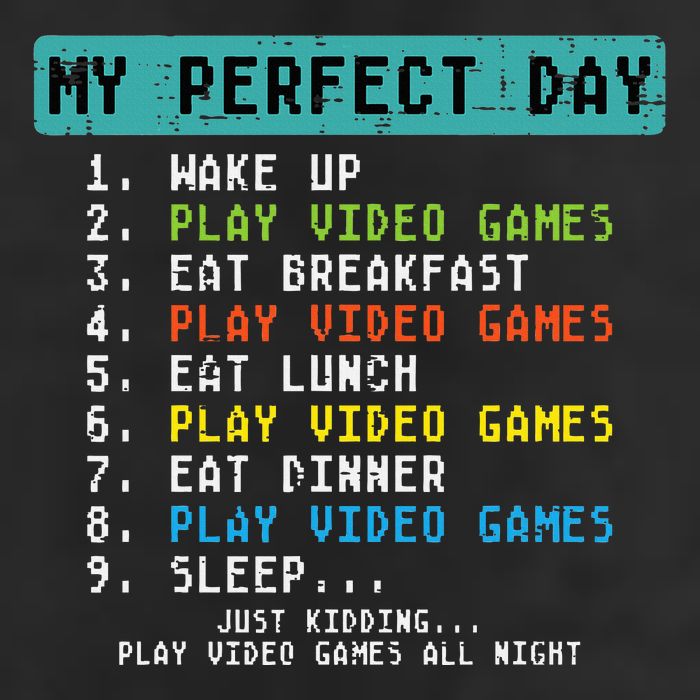My Perfect Day Play Video Games Funny Gamer Golf Towel