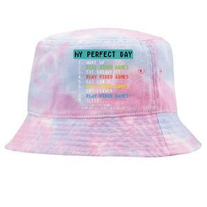 My Perfect Day Play Video Games Funny Gamer Tie-Dyed Bucket Hat