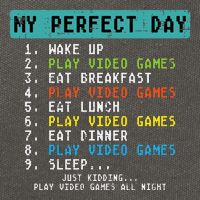 My Perfect Day Play Video Games Funny Gamer Cotton Canvas Backpack