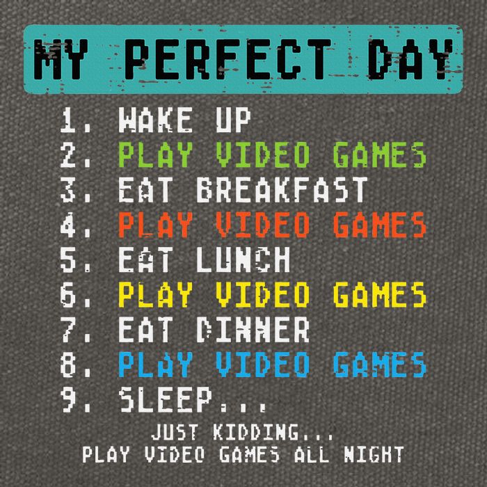 My Perfect Day Play Video Games Funny Gamer Cotton Canvas Backpack