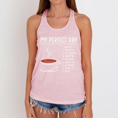 My Perfect Day Tea Cute Gift Women's Knotted Racerback Tank