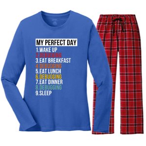 My Perfect Day For Coders And Programmers Gift Women's Long Sleeve Flannel Pajama Set 