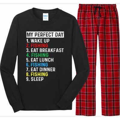 My Perfect Day Fishing Tee Gift Long Sleeve Pajama Set