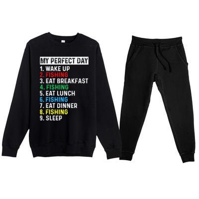 My Perfect Day Fishing Tee Gift Premium Crewneck Sweatsuit Set