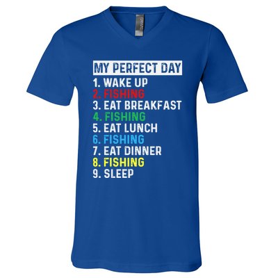 My Perfect Day Fishing Tee Gift V-Neck T-Shirt