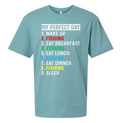 My Perfect Day Fishing Tee Gift Sueded Cloud Jersey T-Shirt