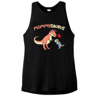 Mommysaurus Puzzle Dinosaur Autism Awareness Mom Mama Ladies PosiCharge Tri-Blend Wicking Tank