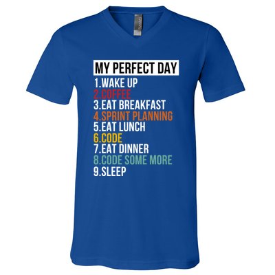 My Perfect Day For Coders And Programmers Gift V-Neck T-Shirt