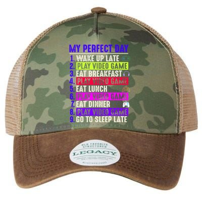 My Perfect Day Gamer Gift Legacy Tie Dye Trucker Hat