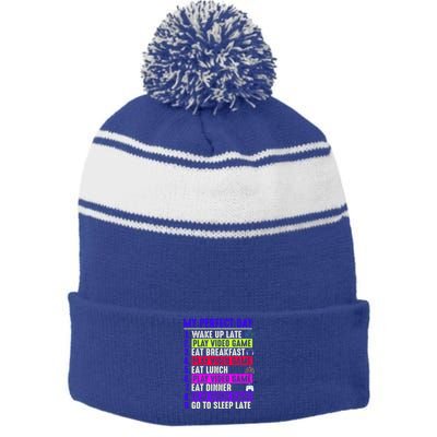 My Perfect Day Gamer Gift Stripe Pom Pom Beanie