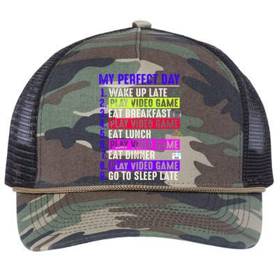 My Perfect Day Gamer Gift Retro Rope Trucker Hat Cap