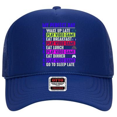 My Perfect Day Gamer Gift High Crown Mesh Back Trucker Hat