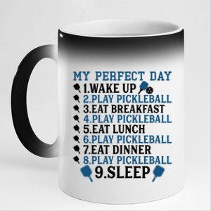 My Perfect Day Pickleball Funny Cool Gift 11oz Black Color Changing Mug