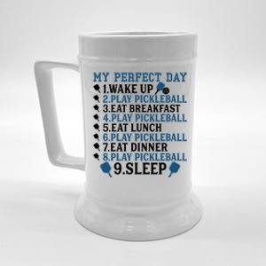 My Perfect Day Pickleball Funny Cool Gift Beer Stein