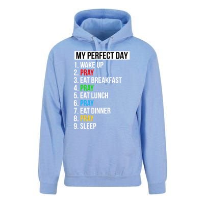 My Perfect Day Praying Funny Gift Cute Prayer Funny Gift Unisex Surf Hoodie