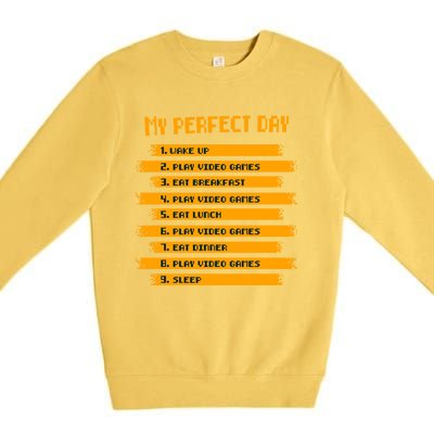 My Perfect Day Play Video Games Gift Premium Crewneck Sweatshirt