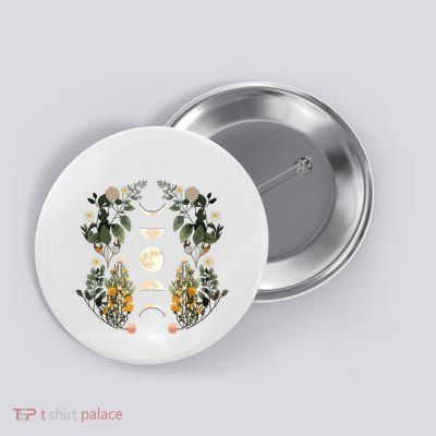 Moon Phases Dark Academia Flowers Moon Phases Button
