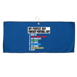 My Perfect Day Fantasy Football, Funny Fantasy Football Large Microfiber Waffle Golf Towel