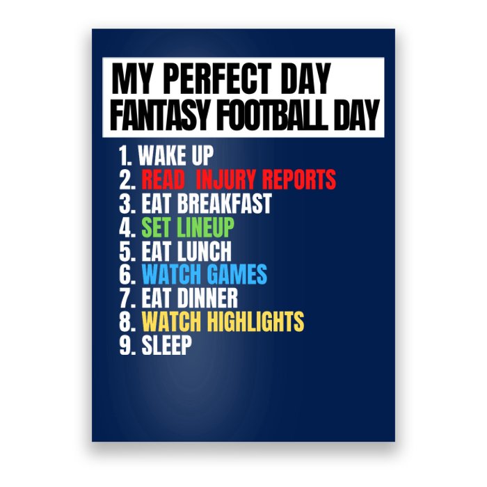 My Perfect Day Fantasy Football, Funny Fantasy Football Poster