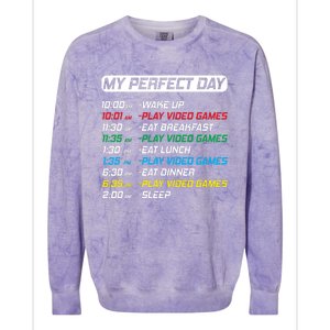 My Perfect Day Video Games Funny Gamer Colorblast Crewneck Sweatshirt