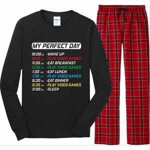 My Perfect Day Video Games Funny Gamer Long Sleeve Pajama Set