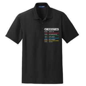 My Perfect Day Video Games Funny Gamer Dry Zone Grid Polo