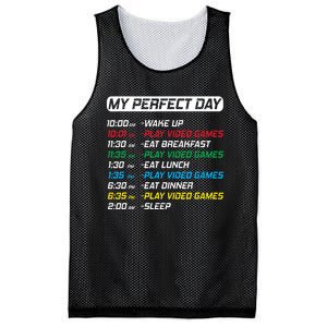 My Perfect Day Video Games Funny Gamer Mesh Reversible Basketball Jersey Tank