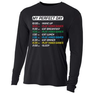 My Perfect Day Video Games Funny Gamer Cooling Performance Long Sleeve Crew