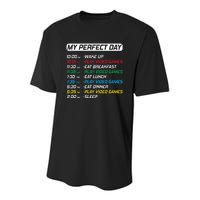 My Perfect Day Video Games Funny Gamer Youth Performance Sprint T-Shirt