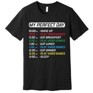 My Perfect Day Video Games Funny Gamer Premium T-Shirt