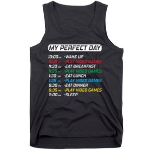 My Perfect Day Video Games Funny Gamer Tank Top