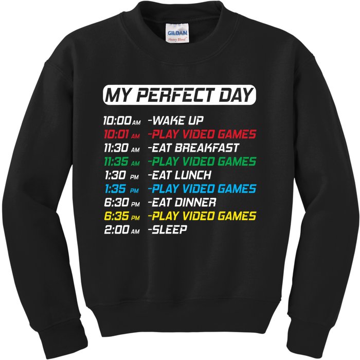 My Perfect Day Video Games Funny Gamer Kids Sweatshirt