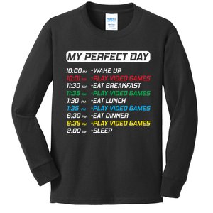 My Perfect Day Video Games Funny Gamer Kids Long Sleeve Shirt