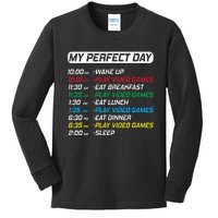 My Perfect Day Video Games Funny Gamer Kids Long Sleeve Shirt