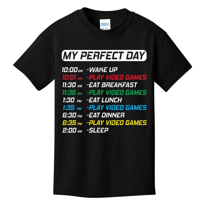 My Perfect Day Video Games Funny Gamer Kids T-Shirt