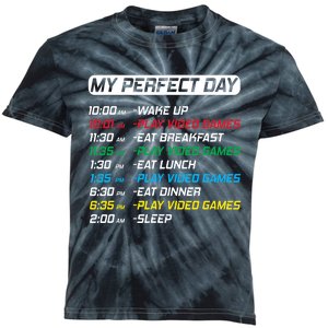 My Perfect Day Video Games Funny Gamer Kids Tie-Dye T-Shirt