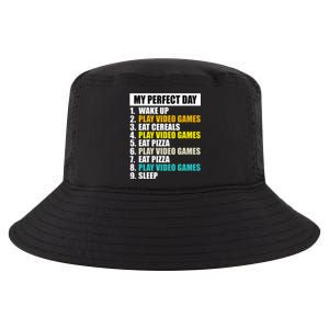 My Perfect Day Play Video Games Eat Pizza Cool Gamer Gaming Gift Cool Comfort Performance Bucket Hat