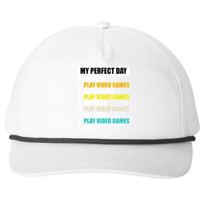 My Perfect Day Play Video Games Eat Pizza Cool Gamer Gaming Gift Snapback Five-Panel Rope Hat