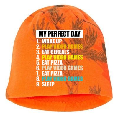 My Perfect Day Play Video Games Eat Pizza Cool Gamer Gaming Gift Kati - Camo Knit Beanie