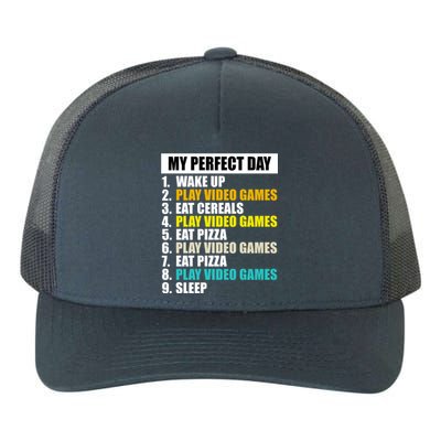 My Perfect Day Play Video Games Eat Pizza Cool Gamer Gaming Gift Yupoong Adult 5-Panel Trucker Hat