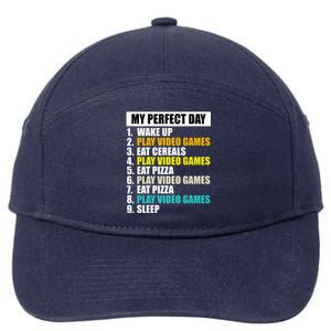 My Perfect Day Play Video Games Eat Pizza Cool Gamer Gaming Gift 7-Panel Snapback Hat