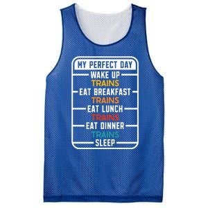 My Perfect Day Trains Gift Mesh Reversible Basketball Jersey Tank