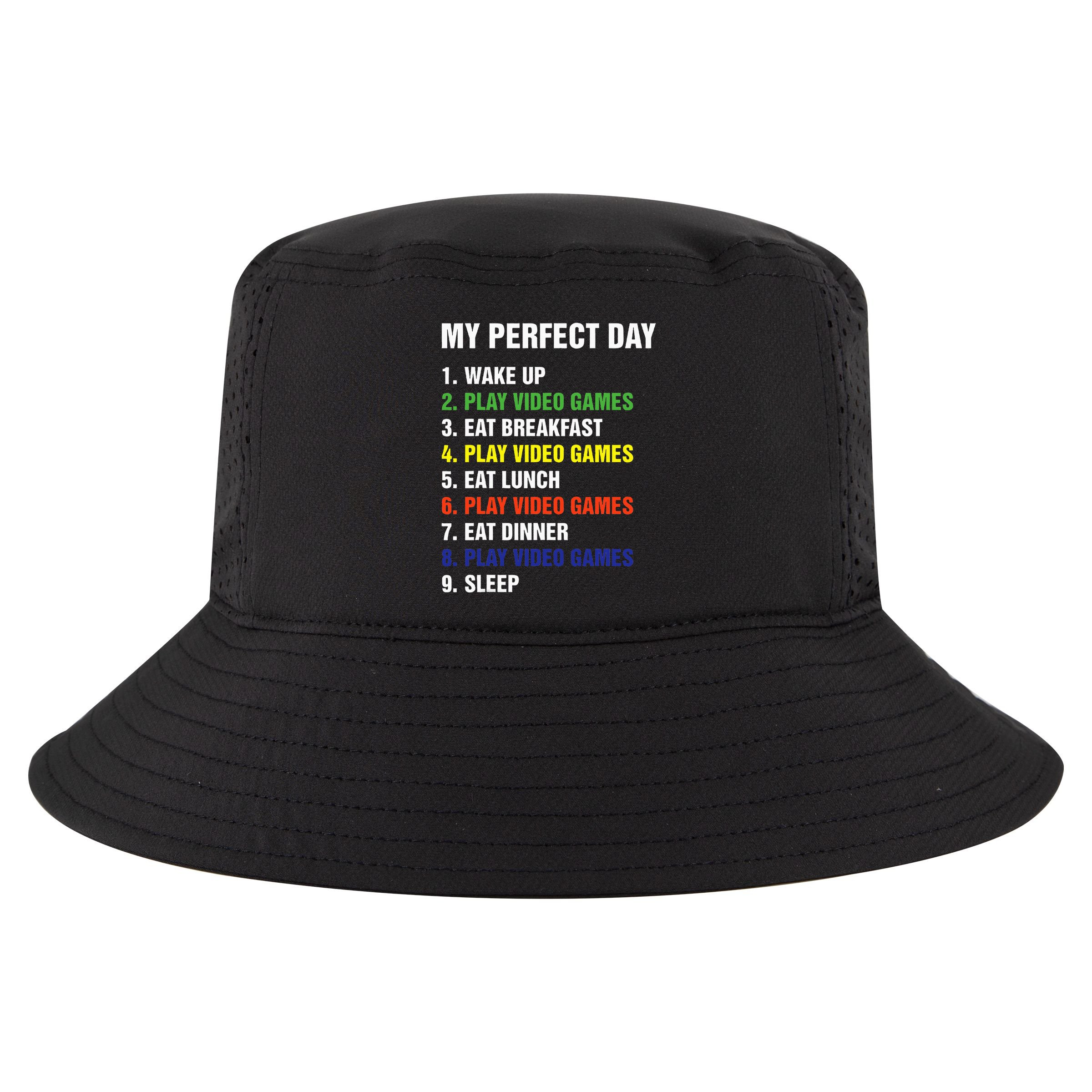 My Perfect Day Gaming Video Gamer Gifts Cool Comfort Performance Bucket Hat